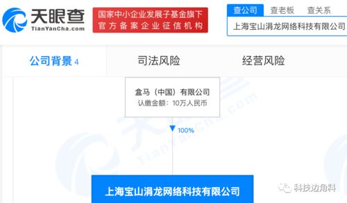 盒馬在上海成立涓龍網(wǎng)絡科技公司，注冊資本10萬元加速網(wǎng)絡技術布局